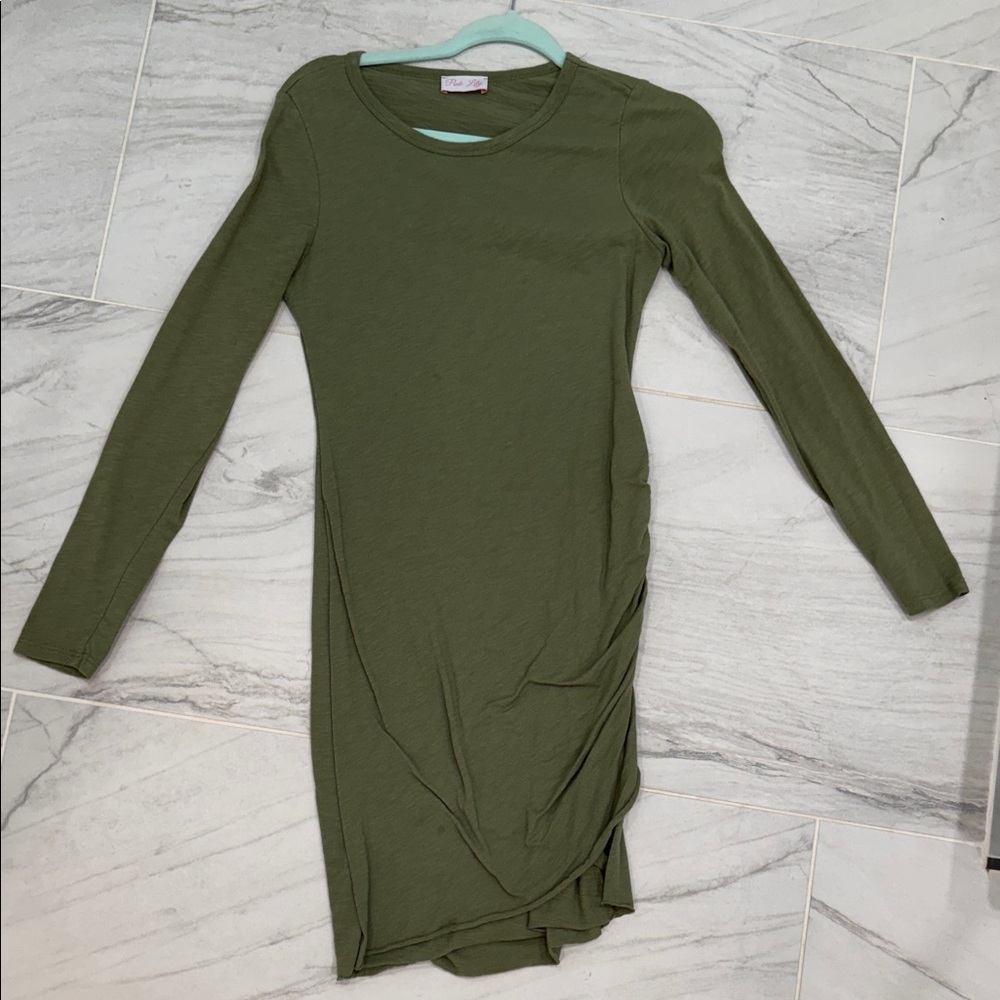 Pink Lily Forest Green Long Sleeve Dress